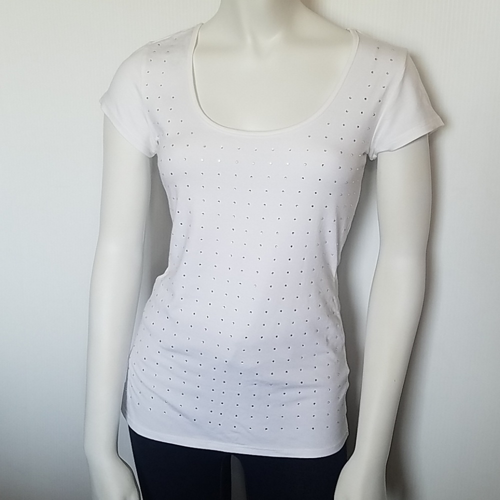 NWT WHBM Rhinestone Studded Top XS